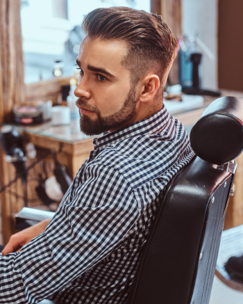 Pompadour with Short Boxed Beard, best beard styles